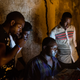 Concert organizers play music in-between performers on May 20, 2017 in Macina, Mali.
